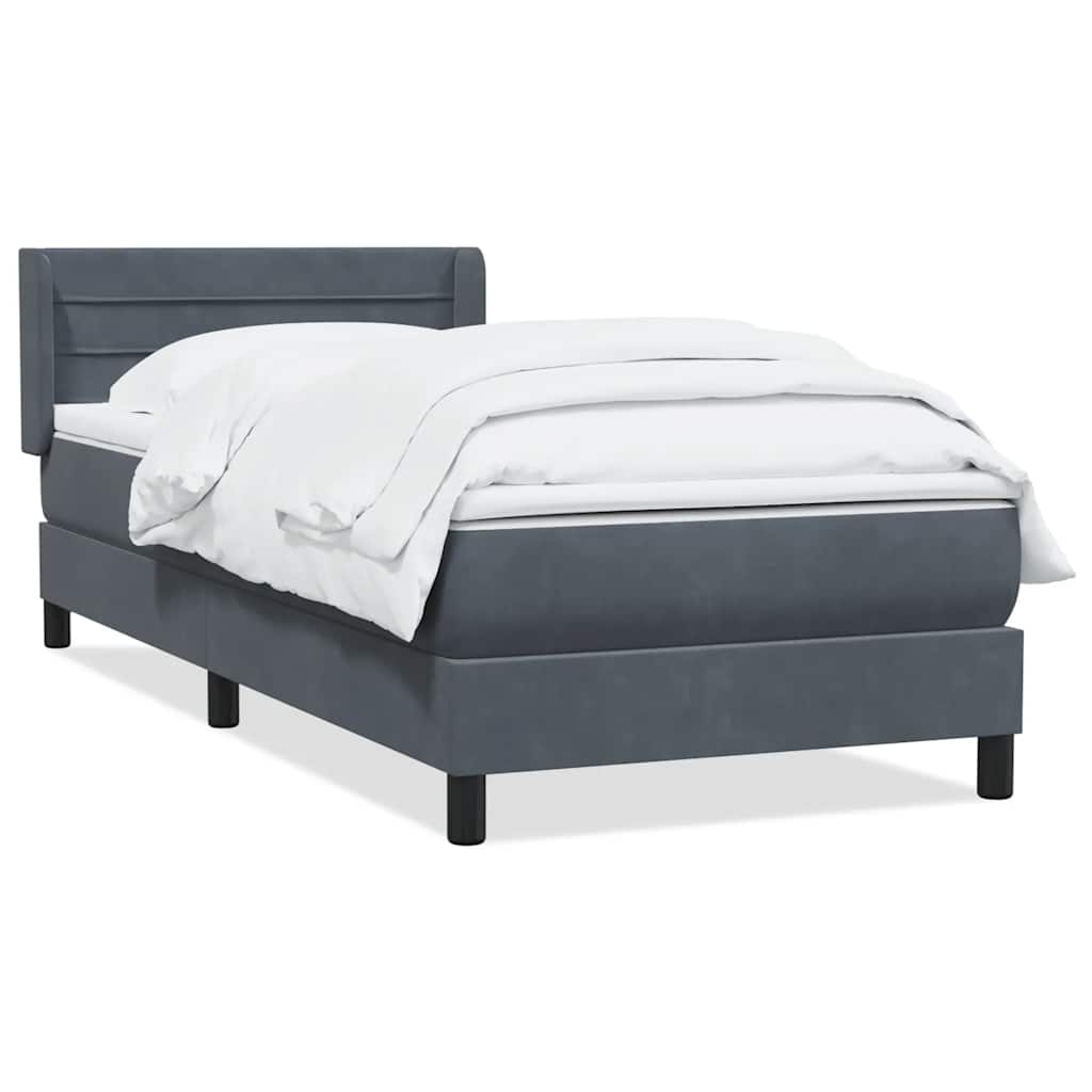 Giroletto a Molle con Materasso Grigio Scuro 80x220 cm Velluto | homemem39