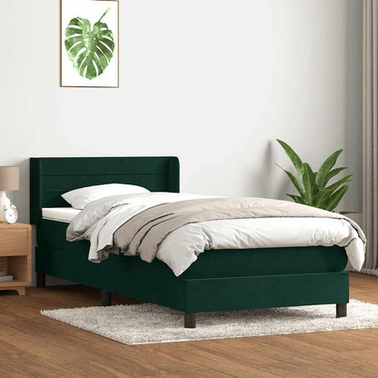 Giroletto a Molle con Materasso Verde Scuro 80x220 cm Velluto | homemem39