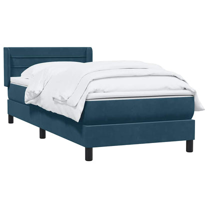 Giroletto a Molle con Materasso Blu Scuro 80x220 cm Velluto