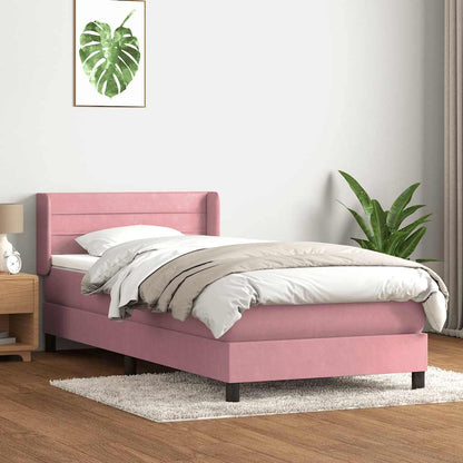 Giroletto a Molle con Materasso Rosa 90x220 cm Velluto
