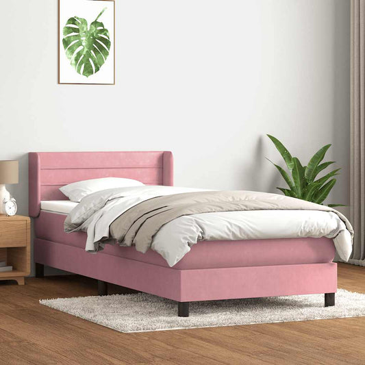 Giroletto a Molle con Materasso Rosa 90x220 cm Velluto