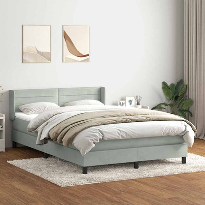 Giroletto a Molle con Materasso Grigio Chiaro 160x220cm Velluto