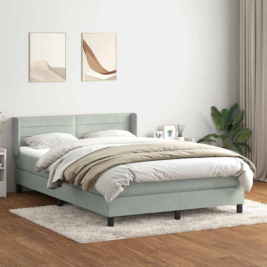 Giroletto a Molle con Materasso Grigio Chiaro 160x220cm Velluto