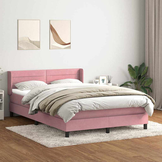 Giroletto a Molle con Materasso Rosa 160x220 cm in Velluto | homemem39