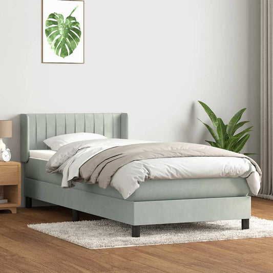 Giroletto a Molle con Materasso Grigio Chiaro 80x210 cm Velluto | homemem39