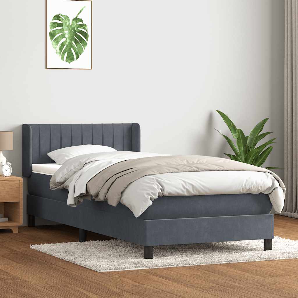 Giroletto a Molle con Materasso Grigio Scuro 80x210 cm Velluto | homemem39