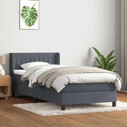 Giroletto a Molle con Materasso Grigio Scuro 80x210 cm Velluto | homemem39