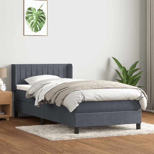 Giroletto a Molle con Materasso Grigio Scuro 80x210 cm Velluto | homemem39