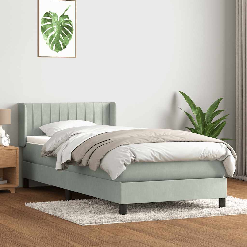 Giroletto a Molle con Materasso grigio chiaro 90x210 cm Velluto | homemem39