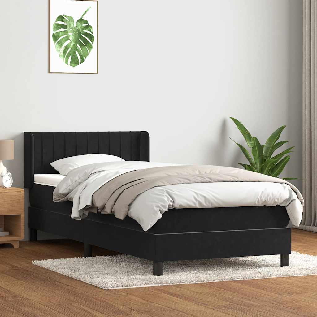 Giroletto a Molle con Materasso Nero 90x210 cm in Velluto | homemem39