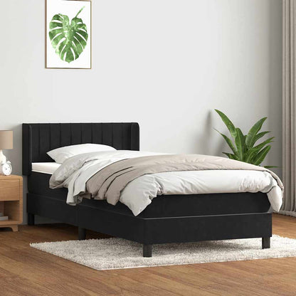 Giroletto a Molle con Materasso Nero 90x210 cm in Velluto | homemem39