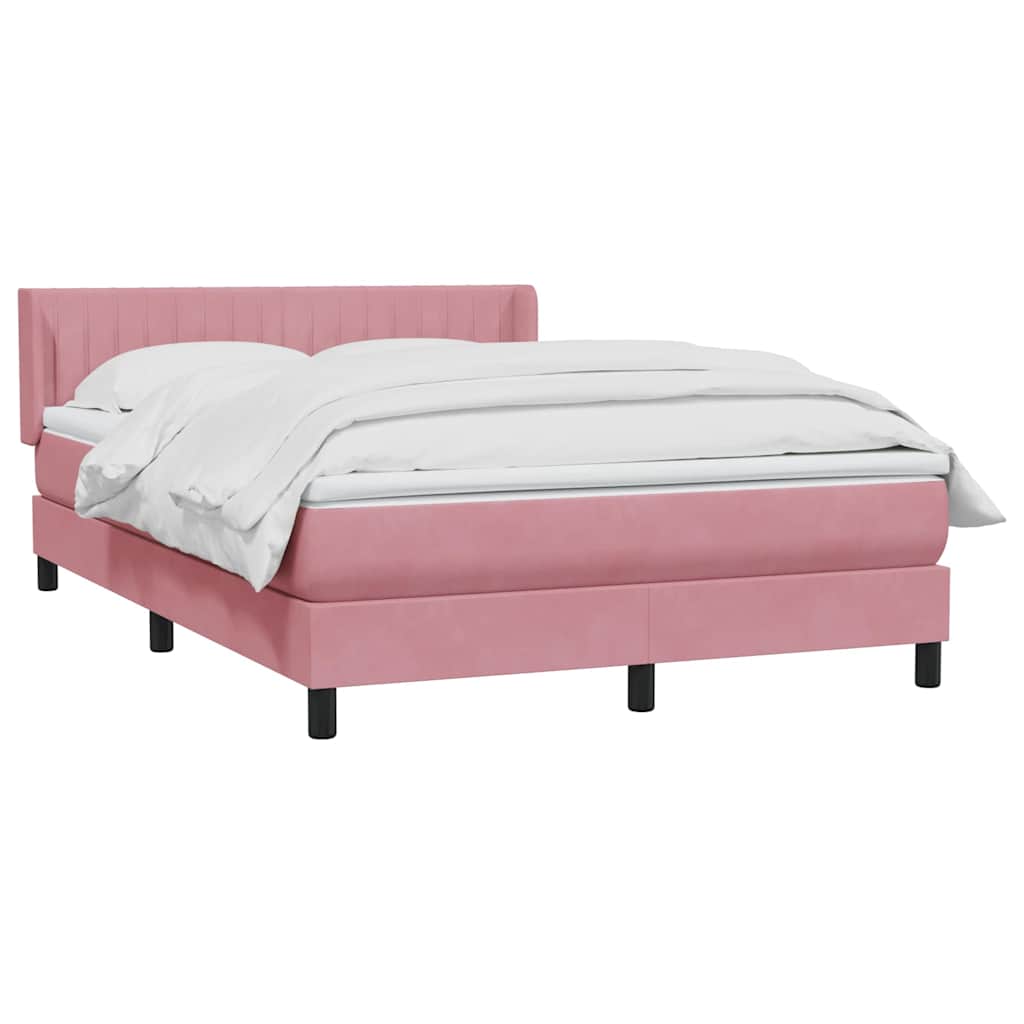 Giroletto a Molle con Materasso Rosa 140x210 cm in Velluto | homemem39
