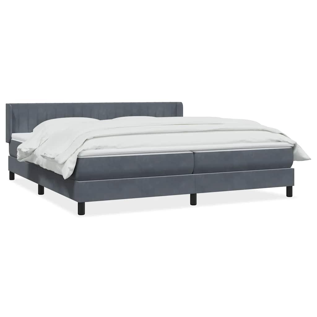 Giroletto a Molle con Materasso Grigio Scuro 180x210 cm Velluto