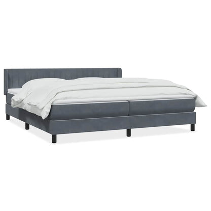 Giroletto a Molle con Materasso Grigio Scuro 180x210 cm Velluto