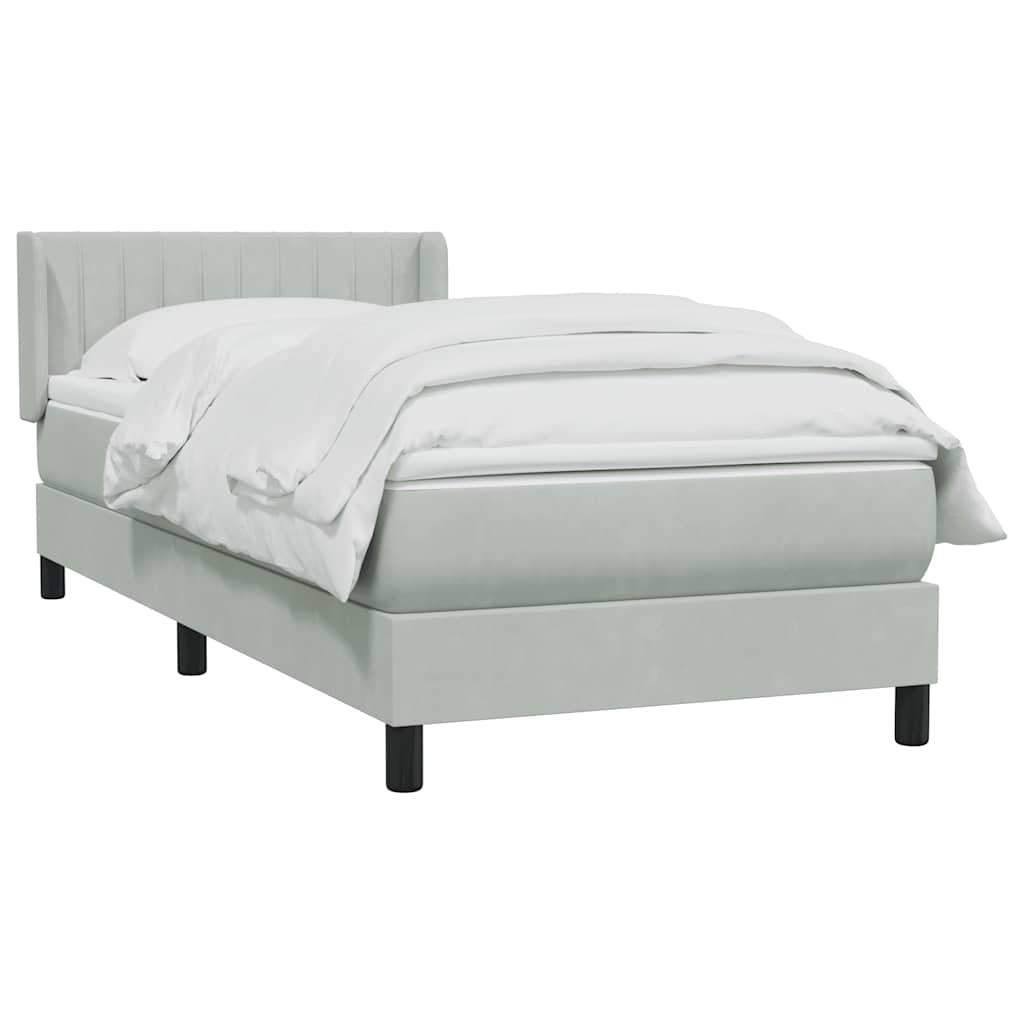 Giroletto a Molle con Materasso Grigio Chiaro 80x220 cm Velluto | homemem39