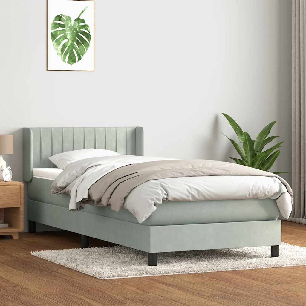 Giroletto a Molle con Materasso Grigio Chiaro 80x220 cm Velluto | homemem39