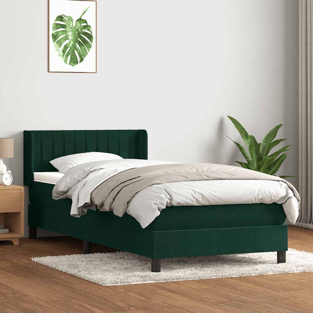 Giroletto a Molle con Materasso Verde Scuro 80x220 cm Velluto | homemem39