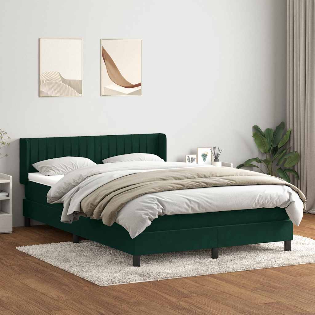 Giroletto a Molle con Materasso Verde Scuro 160x220 cm Velluto