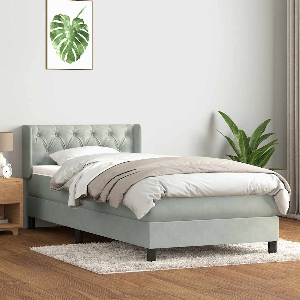 Giroletto a Molle con Materasso Grigio Chiaro 80x210 cm Velluto