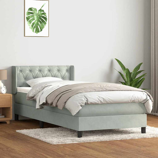 Giroletto a Molle con Materasso Grigio Chiaro 80x210 cm Velluto