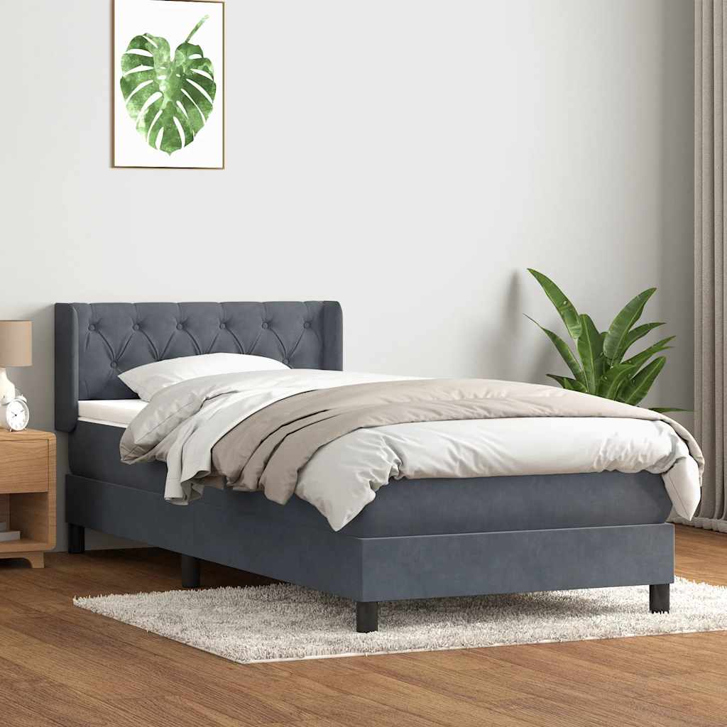 Giroletto a Molle con Materasso Grigio Scuro 80x210 cm Velluto | homemem39