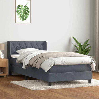 Giroletto a Molle con Materasso Grigio Scuro 80x210 cm Velluto | homemem39