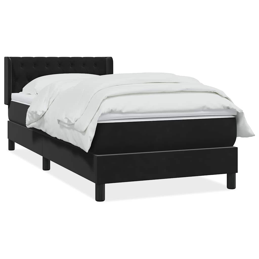 Giroletto a Molle con Materasso Nero 90x210 cm in Velluto | homemem39