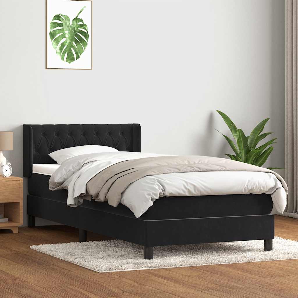 Giroletto a Molle con Materasso Nero 90x210 cm in Velluto | homemem39