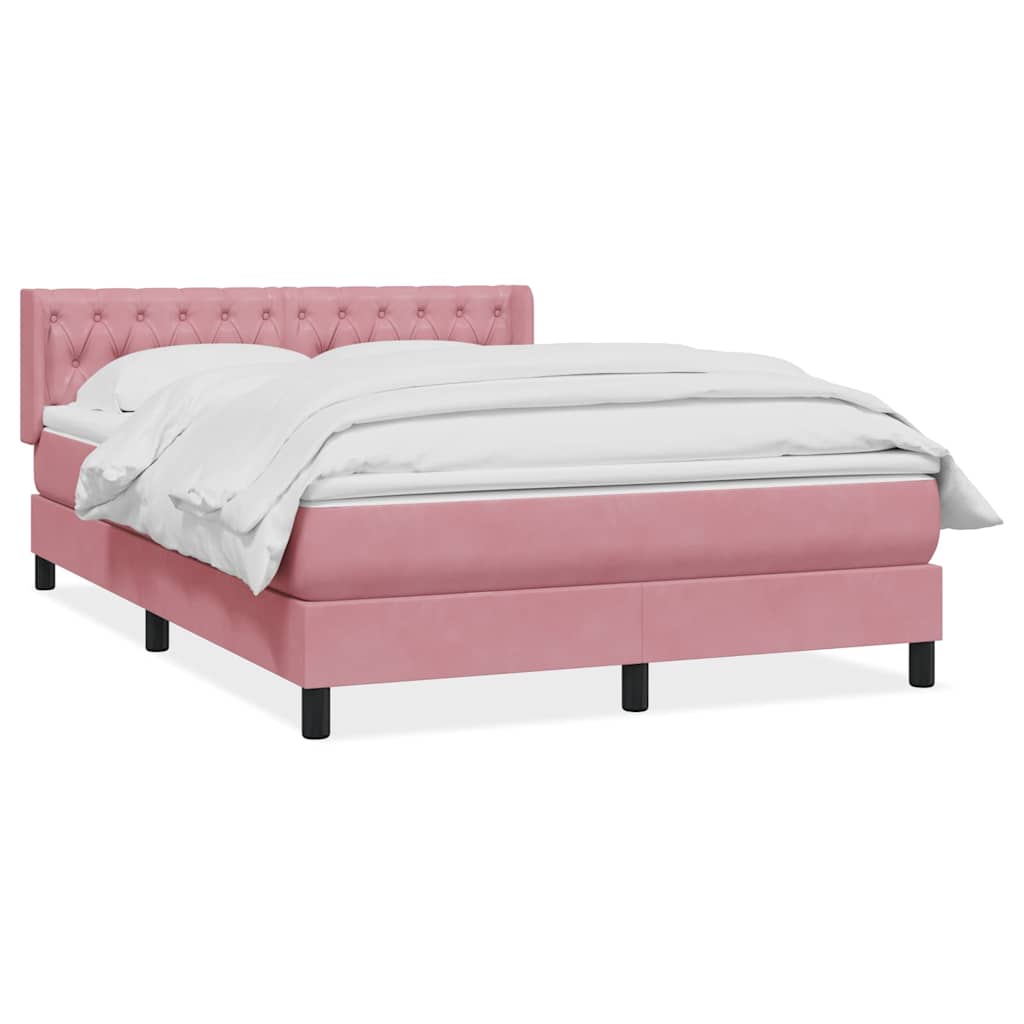 Giroletto a Molle con Materasso Rosa 140x210 cm in Velluto | homemem39