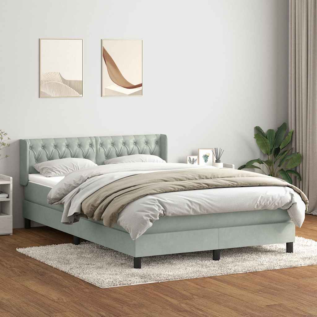 Giroletto a Molle con Materasso Grigio Chiaro 160x210cm Velluto | homemem39