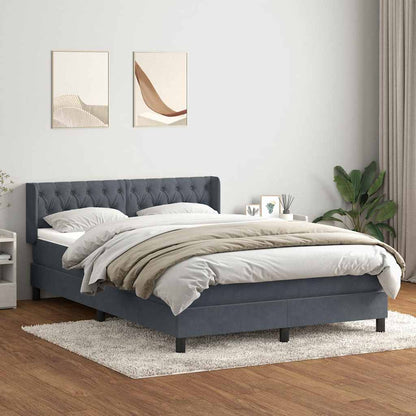 Giroletto a Molle con Materasso Grigio Scuro 160x210 cm Velluto | homemem39