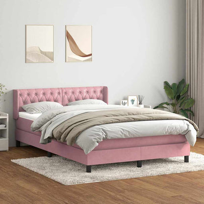 Giroletto a Molle con Materasso Rosa 160x210 cm in Velluto | homemem39
