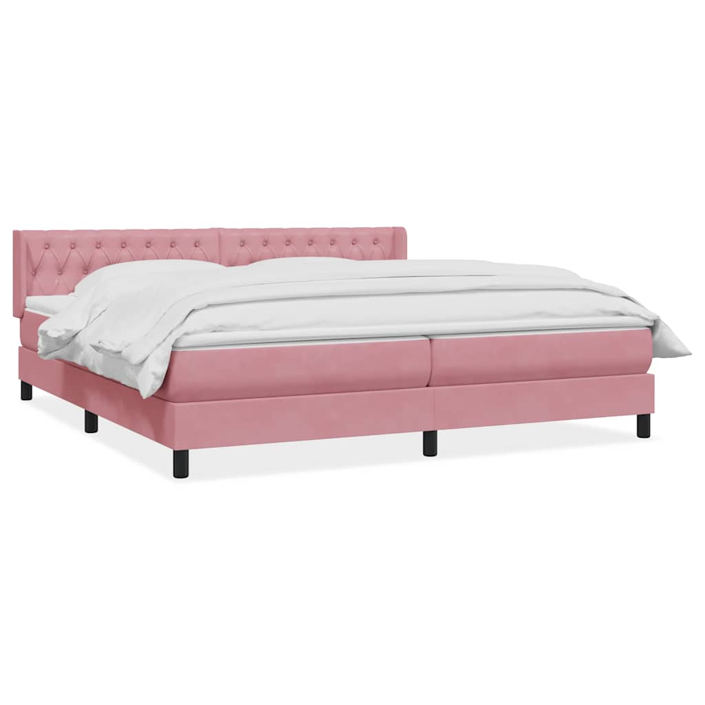 Giroletto a Molle con Materasso Rosa 180x210 cm in Velluto