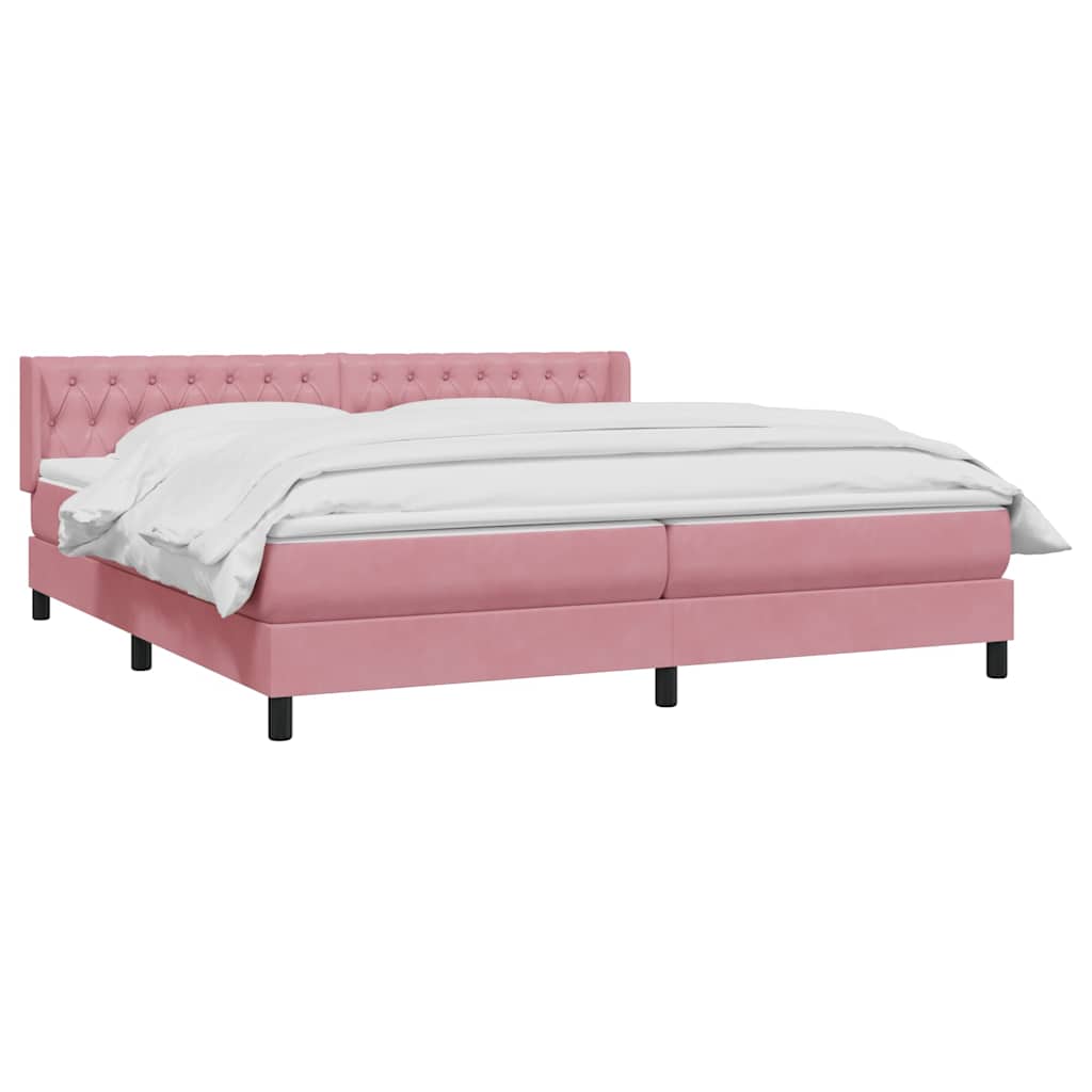 Giroletto a Molle con Materasso Rosa 180x210 cm in Velluto