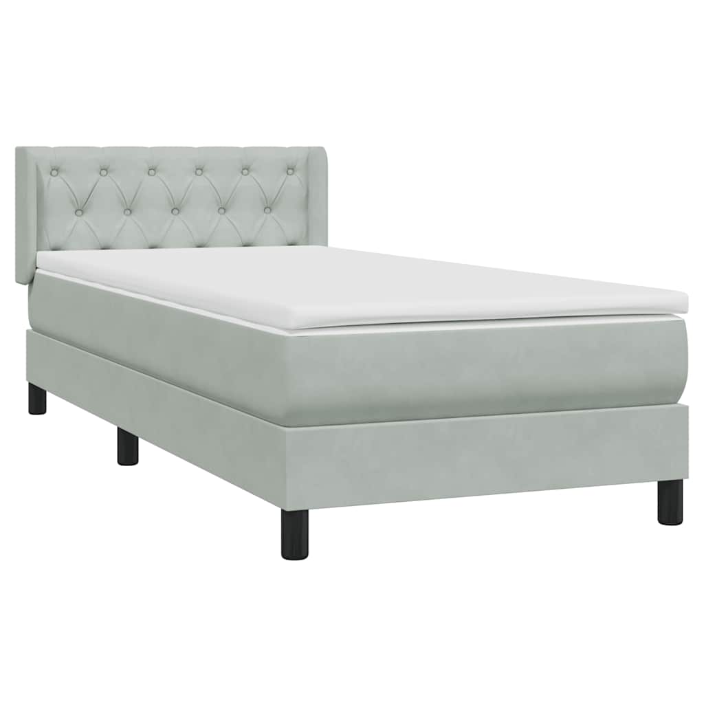 Giroletto a Molle con Materasso Grigio Chiaro 80x220 cm Velluto | homemem39