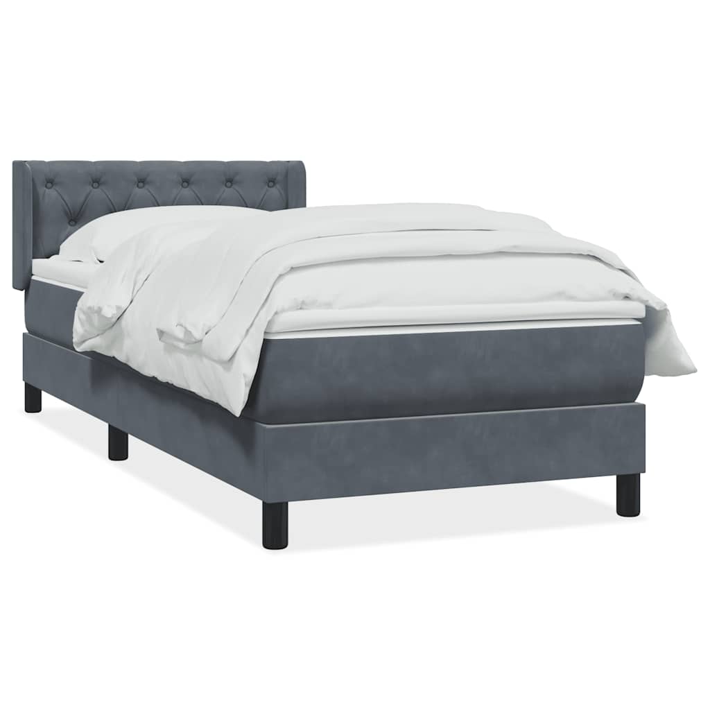 Giroletto a Molle con Materasso Grigio Scuro 80x220 cm Velluto