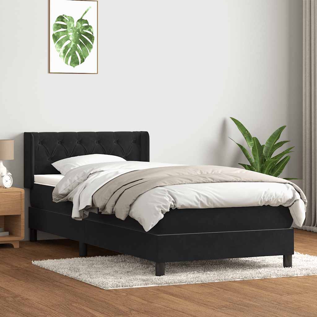 Giroletto a Molle con Materasso Nero 80x220 cm Velluto | homemem39