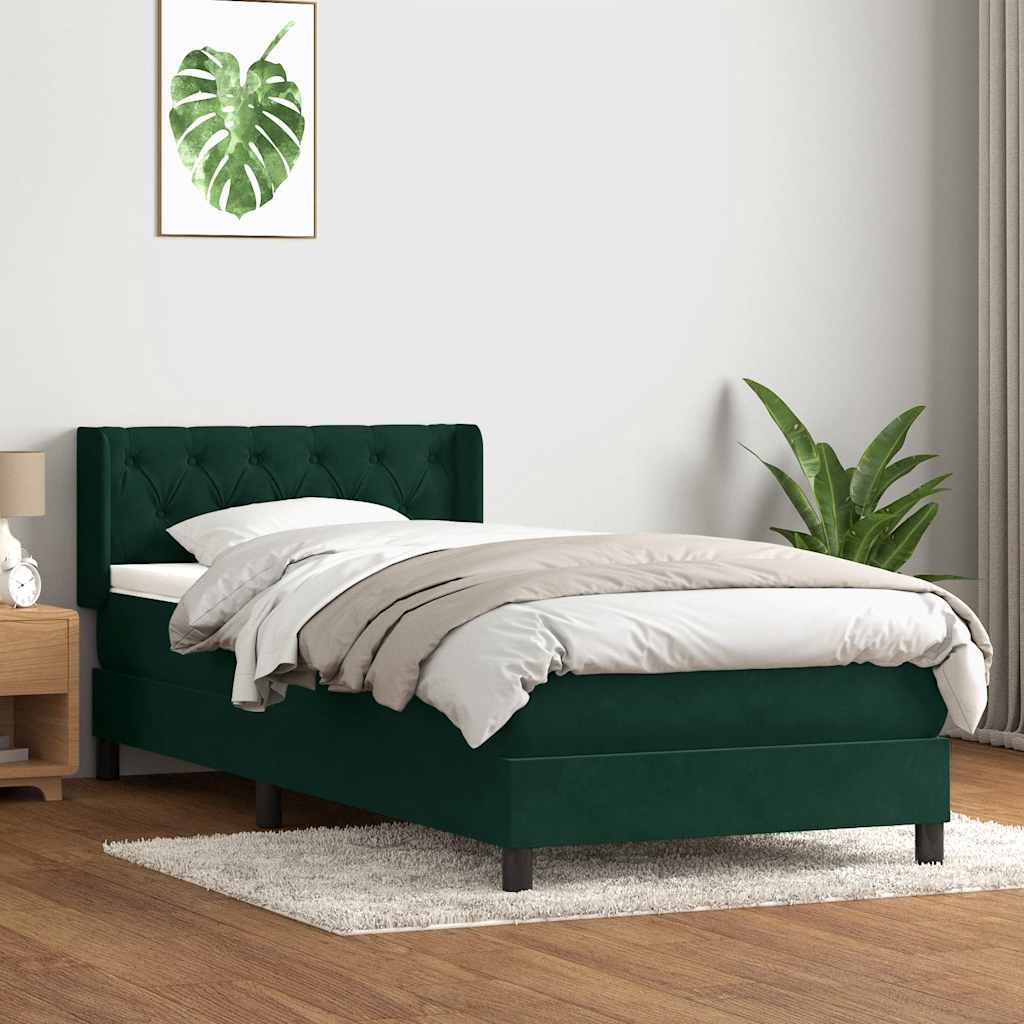 Giroletto a Molle con Materasso Verde Scuro 80x220 cm Velluto | homemem39