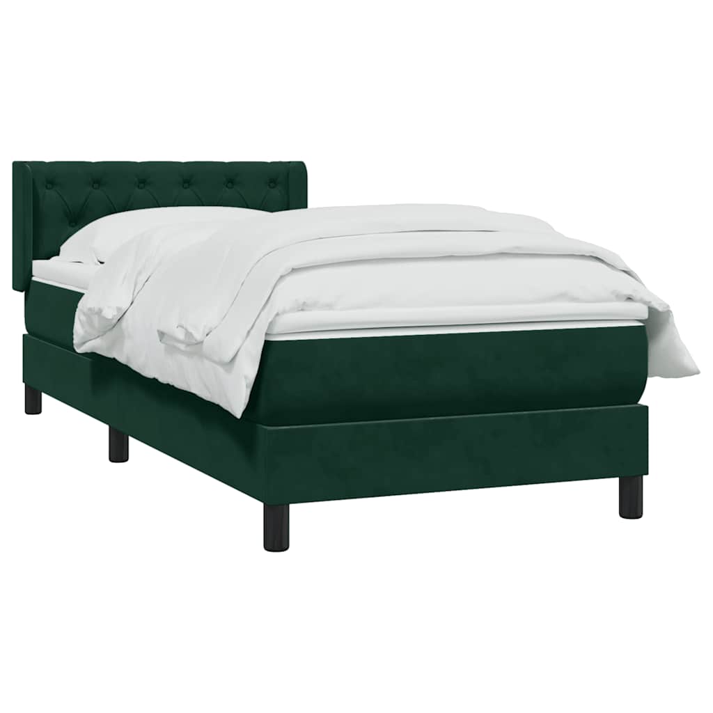 Giroletto a Molle con Materasso Verde Scuro 80x220 cm Velluto