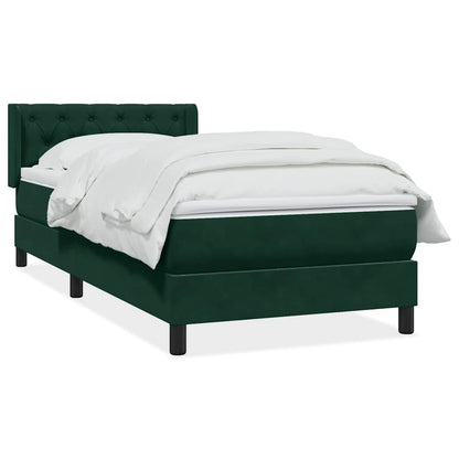 Giroletto a Molle con Materasso Verde Scuro 80x220 cm Velluto