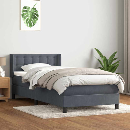 Giroletto a Molle con Materasso Grigio Scuro 80x210 cm Velluto | homemem39