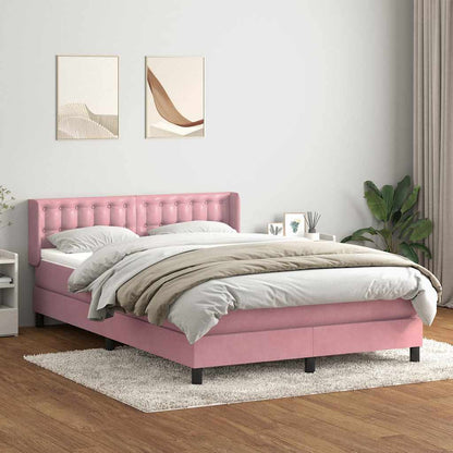 Giroletto a Molle con Materasso Rosa 140x210 cm in Velluto | homemem39