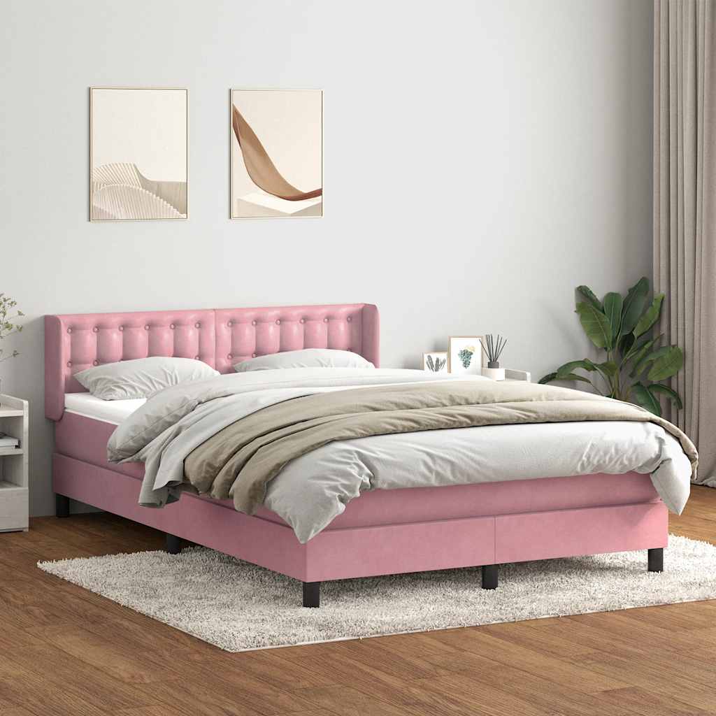 Giroletto a Molle con Materasso Rosa 160x210 cm in Velluto | homemem39