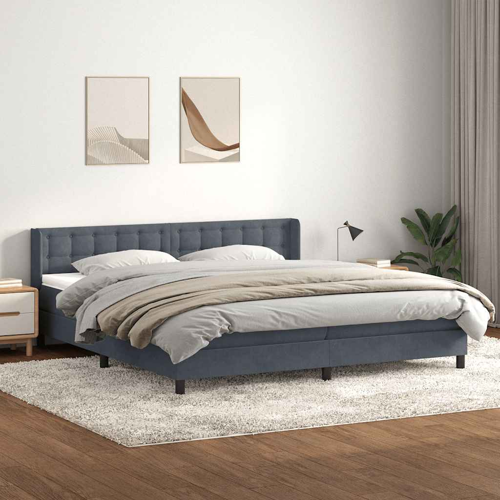 Giroletto a Molle con Materasso Grigio Scuro 180x210 cm Velluto | homemem39