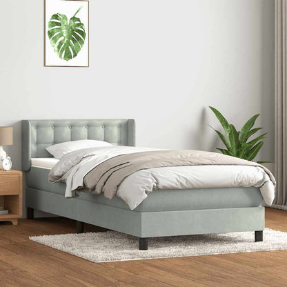 Giroletto a Molle con Materasso Grigio Chiaro 80x220 cm Velluto | homemem39