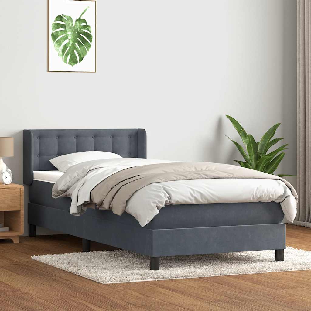 Giroletto a Molle con Materasso Grigio Scuro 80x220 cm Velluto | homemem39