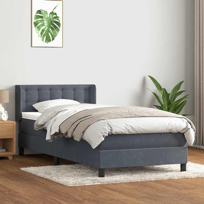 Giroletto a Molle con Materasso Grigio Scuro 80x220 cm Velluto | homemem39