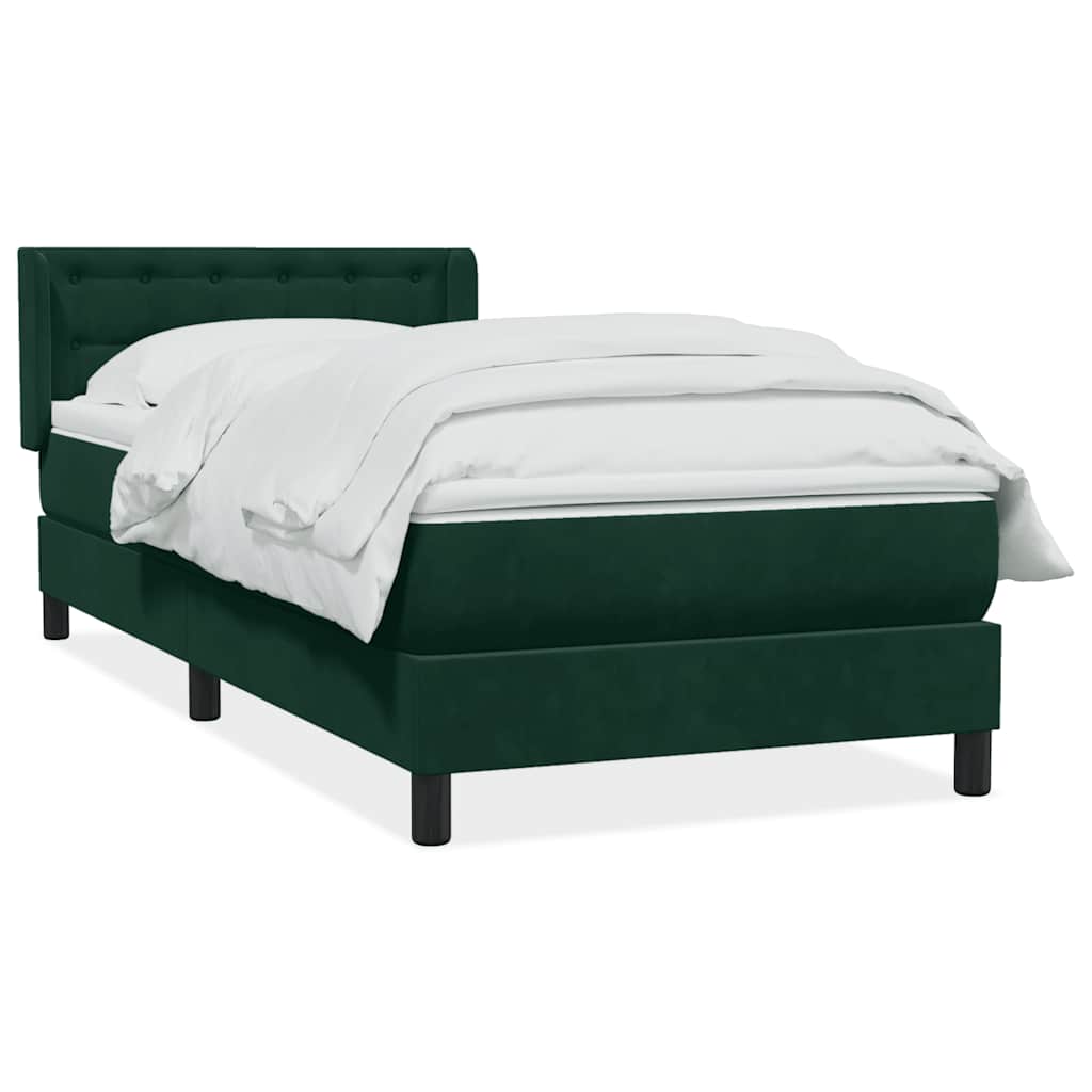 Giroletto a Molle con Materasso Verde Scuro 80x220 cm Velluto | homemem39