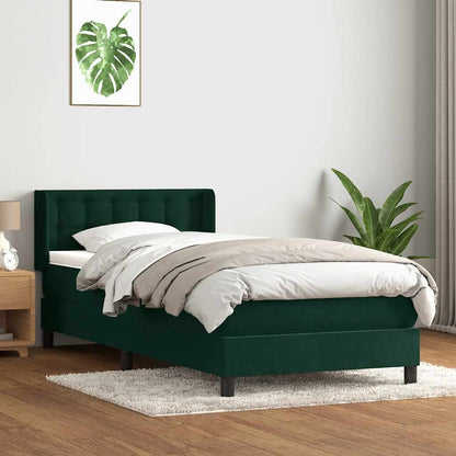 Giroletto a Molle con Materasso Verde Scuro 80x220 cm Velluto | homemem39
