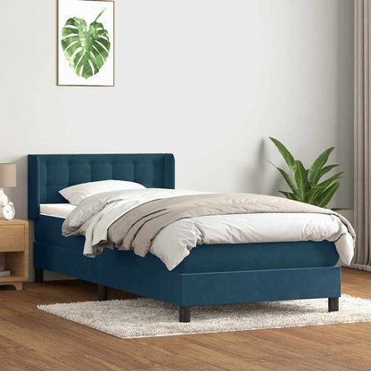 Giroletto a Molle con Materasso Blu Scuro 80x220 cm Velluto